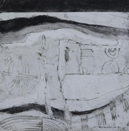 Padraig Macmiadhachain, R.W.A. (Irish, b. 1929) Fossils in the white chalk cliffs, Dorset 9 x 9in.